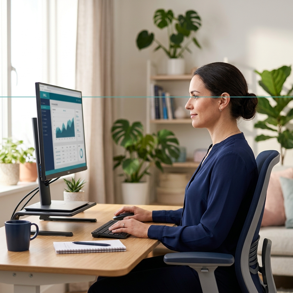 Featured image for article: Monitor Height & Ergonomics: The Exact Setup That Eliminates Neck Pain